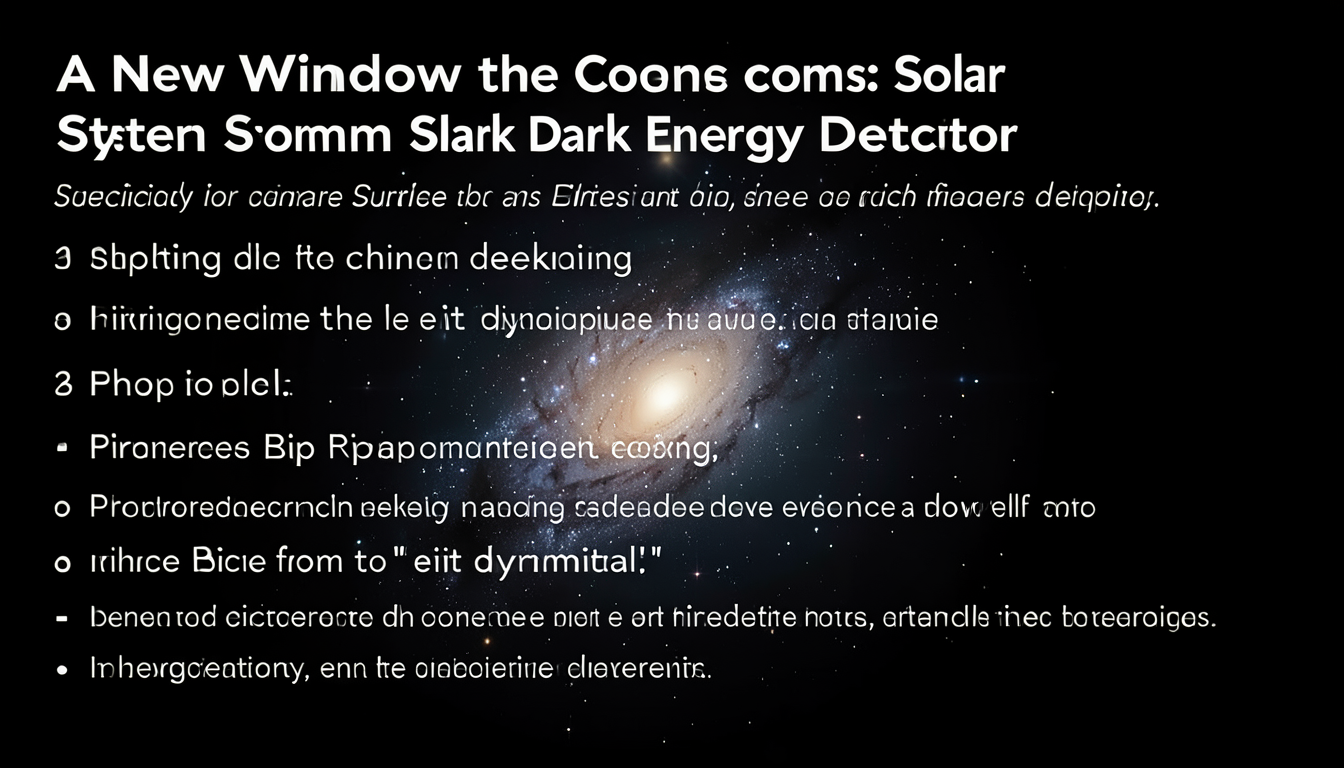 A New Window on the Cosmos: Solar System as Dark Energy Detector
